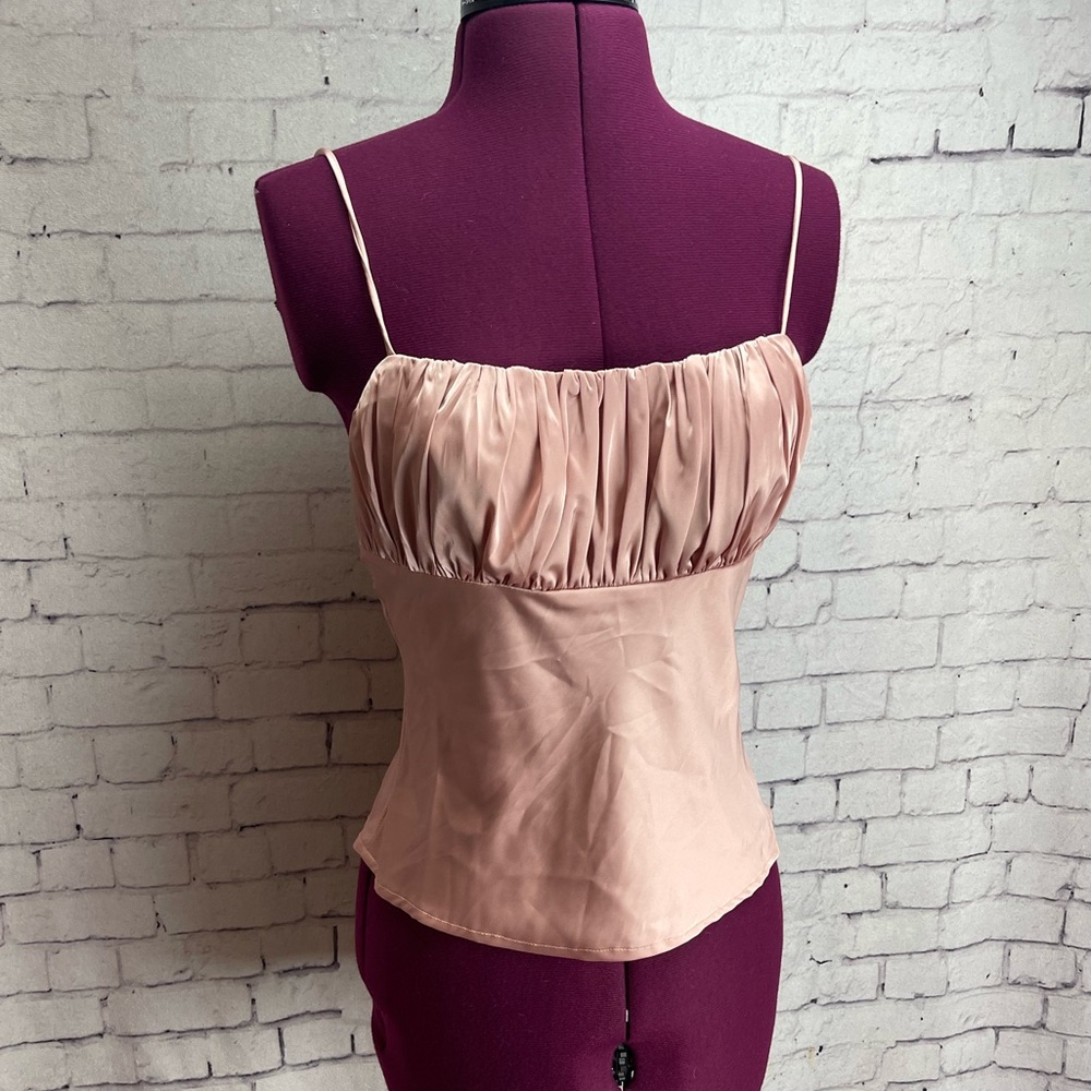 Eye Candy pink satin backless tank top blouse size medium